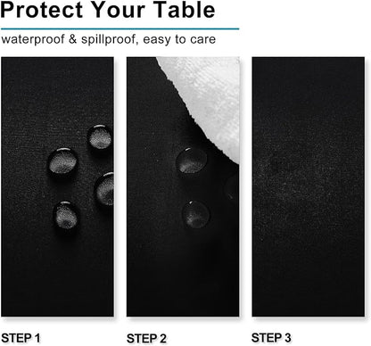 Hiasan Black Square Tablecloth - Waterproof and Spillproof Washable Fabric Table Cloth for Dining Room Kitchen, 70 x 70 Inch