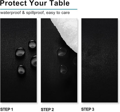 Hiasan 2 Pieces Black Tablecloth Rectangle - Waterproof and Wrinklr Resistant Washable Polyester Fabric Table Cloth for Dining Room and Outdoor Use, 70 x 140 Inch