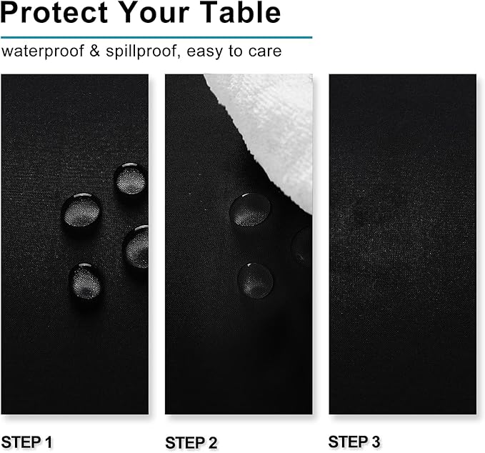 Hiasan 2 Pieces Black Tablecloth Rectangle - Waterproof and Wrinklr Resistant Washable Polyester Fabric Table Cloth for Dining Room and Outdoor Use, 54 x 108 Inch