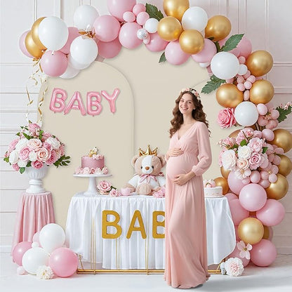 Wedding Arch Covers Arch Backdrop Cover Arch Stand Covers 7.2FT 6FT Set 2 Arch Cover Spandex Fabric Stretchy Backdrop for Wedding Birthday Party Decoration Baby Shower (Off-White)
