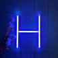 ENUOLI LED Blue Neon Letter Signs Night Light Battery or USB Operated LED Marquee Letters Neon Art Decorative Lights Wall Decor for Children Baby Room Christmas Wedding Party Decoration (H)