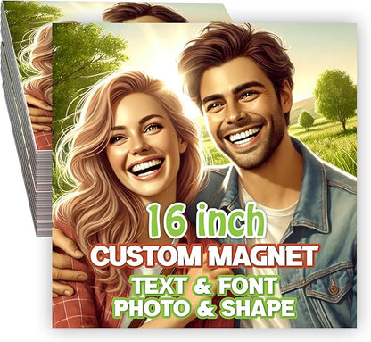 KETABAO – 16" Customized Square Photo Magnets - Personalized Refrigerator and Car Magnets for Home and Office Decor