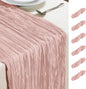 6 Pack Dusty Pink Cheesecloth Table Runner 10FT Long Boho Gauze Table Runner Rustic Sheer Runner for Wedding Bridal Baby Shower Birthday Party Table Decor Thanksgiving Christmas Decorations
