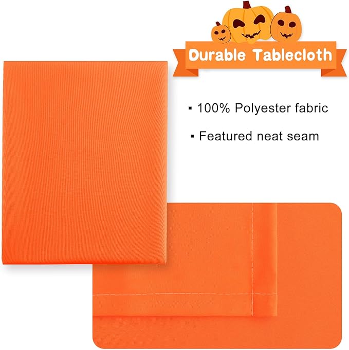 Hiasan Pumpkin Orange Tablecloth for Rectangle Tables - Waterproof and Spillproof Washable Fabric Table Cloth for Dining Room Kitchen Party, 60 x 120 Inch