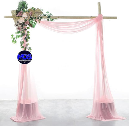 MDS Halloween Chiffon Draping Fabric - 2 Panel, 30" Wide x 50ft Long - Sheer Spooky Arbor & Canopy Drapery for Haunted House Backdrops, Party Ceilings, DIY Costumes & Themed Events - Blush Pink