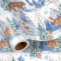 LeZakaa Christmas Wrapping Paper Roll, Winter Forest Animal Gift Wrap with Deer Bear Rabbit Snowflake Design, Watercolor Style, for Xmas Presents Family Gatherings, Holiday, Mini Roll 17 in x 16.4 Ft