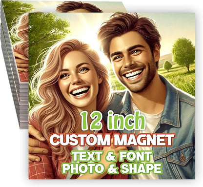 KETABAO – 12" Square Magnetic Photo for Refrigerators, Storage Cabinets and Cars – Customized Gifts for Office and Home