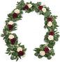 ponatia 6.5FT Handcrafted Artificial Rose Flower Garland, Eucalyptus Greenery Garland for Wedding Ceremony Garlands Backdrop Arch Flowers, Reception Table Decorations (Burgundy & Ivory Cream)