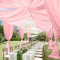 6 Panels Dusty Rose Ceiling Drapes for Wedding 5ftx30ft Chiffon Fabric Arch Draping Curtains Sheer Drapery for Party Ceremony Birthday Baby Shower Reception Stage Swag Ceiling Decorations