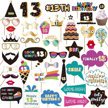 BRT Bearingshui 13th Photo Booth Props - Birthday Party Accessories, Signs & Decorations