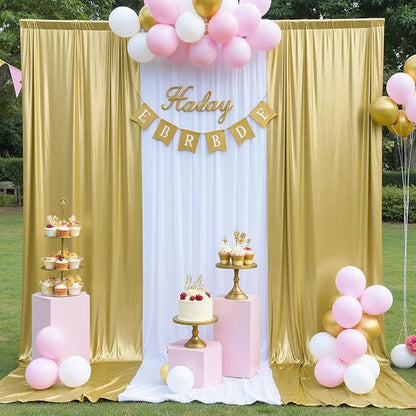 10x10 ft Wrinkle Free Gold Sequin Backdrop Curtain for Parties,Thick Not Fall-Off Glitter Wedding Backdrop Drapes,2 Panels 5x10ft Shimmer Photo Back Drop Cloth for Graduation Photography Background