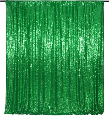 Eternal Beauty Green Sequin Backdrop, 6x8 Ft Glitter Background Curtains for Shimmer Photography Party Wedding Birthday Back Drop Decor