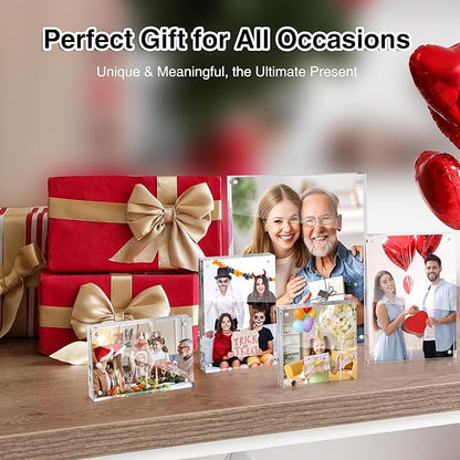 HOUSE DAY Acrylic Picture Frames 8x10, 1 Pack Magnetic 8x10 Picture Frame, Double Sided Clear 8 x 10 Photo Frame with Microfiber Cloth, Frameless FreeStanding 8x10 Frame Gift for Desktop Display