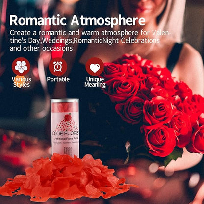CODE FLORIST 1100 PCS Red Silk Rose Petals for Romantic Night,Wedding,Proposal Anniversary Flower Decorations(Separated,Scented)