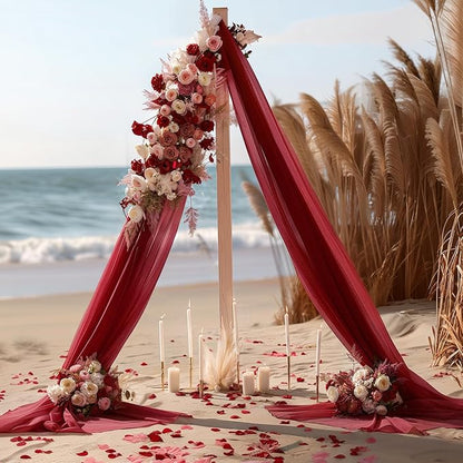 Burgundy Wedding Arch Draping Fabric 3 Panels 30'' x 20FT Burgundy Drapes Sheer Fabric Backdrop Arch Draping Fabrics for Wedding Ceremony Birthday Party Bridal Shower Decoration