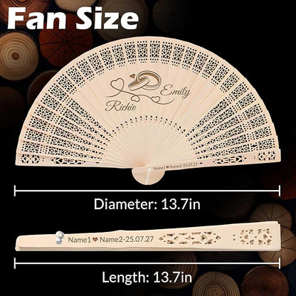 100 PCS Custom Fans Personalized Folding Fans for Line Dancing Wooden Hand Fan Wedding Favors Bulk Fans for Guests Party Event Use (Style01)
