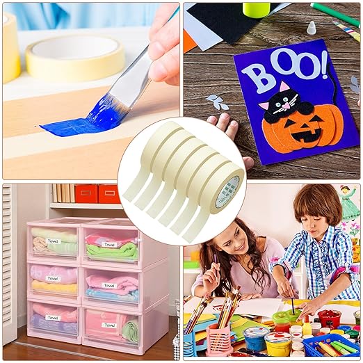 Masking Tape Bulk General Purpose Masking Painting Tape 55 Yards for Painting Home Office School Stationery Arts Crafts Basic Use, Easy Removal(60 Rolls,0.8 Inch)