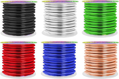 Mandala Crafts 8 Gauge Anodized Aluminum Craft Wire for Jewelry Making - 120 FT Colored Flexible Silver Copper True Blue Black Red Kelly Green Wire - Bendable for Bonsai Armature Crafting Sculpting