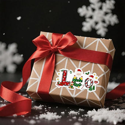 CALLIE Personalized Christmas Stickers with Custom Name, Waterproof Custom Christmas Name Tags Stickers, Peel and Stick Christmas Gift Tags (Santa Claus Elk + Name)