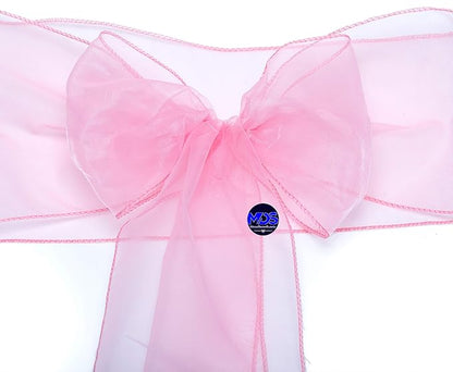 MDS Pack of 200 PCS Organza Chair Sashes Wider Dining Chair Bows Ribbon Tie Back for Wedding Party Birthday Bridal Shower Reception Event Banquet Home Chair Cover Decoration - Blush Pink