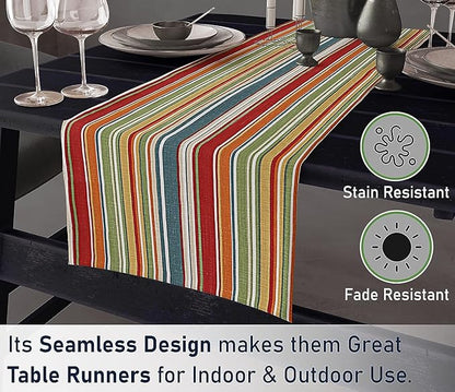 Ruvanti 100% Cotton Table Runner 48 Inches Long, Non-Slip, Stain Resistant, Washable & Reusable Table Runners Perfect for Wedding, Parties, Christmas, Holiday, in-Door use - Multi Stripe