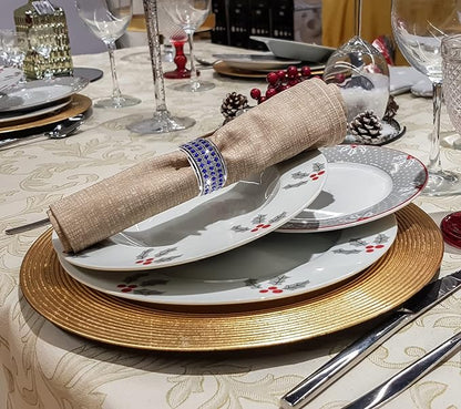 Rhinestone Napkin Ring Diamond Napkin Rings Stainless Steel Blue Crystal Napkin Holder Set of 12 for Dinner, Wedding, Party, Holiday, Banquet,Everyday Table Setting Home Decor