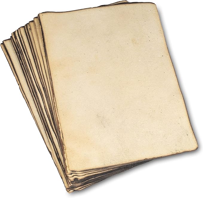 Wanderings Handmade Vintage Deckle Edge Blank Paper with Slightly Burned Edge - 5.8x8.3 (A5) - Package of 50 Recycled Paper for Writers, Invitations, Crafts, Memorials, Printmaking - Thick 150 GSM