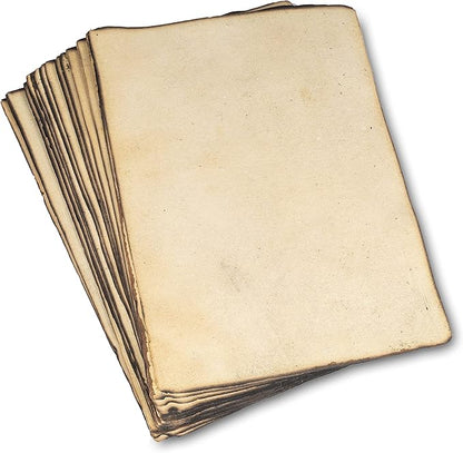 Wanderings Handmade Vintage Deckle Edge Blank Paper with Slightly Burned Edge - 5.8x8.3 (A5) - Package of 50 Recycled Paper for Writers, Invitations, Crafts, Memorials, Printmaking - Thick 150 GSM