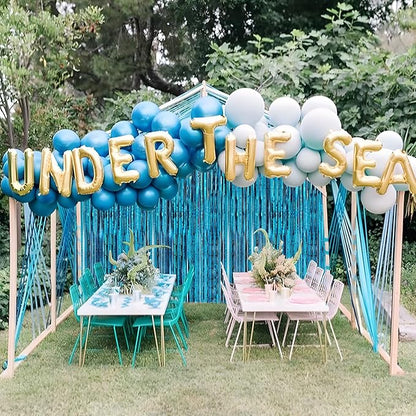 Crosize 2 Pack 3.3 x 9.9 ft Blue Foil Fringe Curtains Party Decorations, Blue Tinsel Curtain Backdrop for Parties, Door Streamers, Glitter Streamer Fringe Backdrop for Birthday Decoration