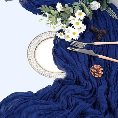 6 Pack Royal Blue Table Runner 10ft Boho Gauze Fabric Cheese Cloth Table Runner 35 x 120 Inch Rustic Sheer Runner for Romantic Wedding Decor Baby Shower Party Table Centerpiece Decorations