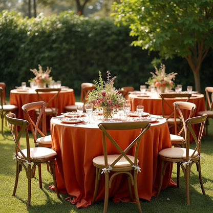 Fitable 6 Pack Rust Round Tablecloths - 120 Inches in Diameter - Stain Resistant and Washable Fall Table Clothes, Polyester Fabric Table Covers for Wedding, Party, Banquet, Formal Events