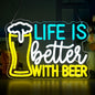 Beer Neon Sign for Wall Decor Bar LED Sign Beer Neon Light for Man Cave Bedroom Home Bar Shop Pub Bistro Party Hotel Game Room Decor Birthday Gifts for Man USB Powered Size14.1 * 10.2inches(JTD293)