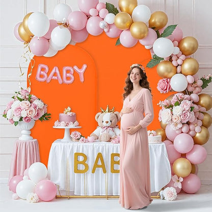 Wedding Arch Covers Arch Backdrop Cover Arch Stand Covers 7.2FT 6.6FT 6FT Set of 3 Arch Cover Spandex Fabric Stretchy Backdrop for Wedding Birthday Party Decoration Baby Shower (Candy Orange)