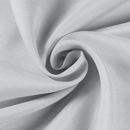 Efavormart Round Tablecloth, 132 Inch Stain & Wrinkle Resistant Washable Table Cloth, Decorative Polyester Fabric Table Cover for Banquet, Wedding, Dining- Silver
