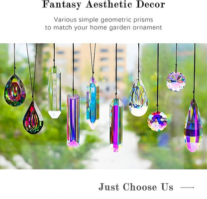HDCRYSTALGIFTS 2pcs 120mm/5'' Large Crystal Prisms Suncatcher for Window Hanging, AB Crystals Sun Catcher Indoor Window, Rainbow Maker Crystal Stick Prisms for Balcony,Kitchen,Garden Decoration