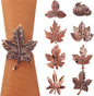 Remerry 8 Pcs Thanksgiving Napkin Ring Harvest Fall Leaf Pumpkin Holders Retro Alloy Metal Napkin Ring Buckle for Thanksgiving Wedding Table Supplies(Leaf and Pumpkin)