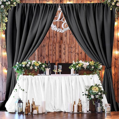 Joydeco Black Backdrop Curtain for Parties, Wrinkle Free Black Backdrop Drapes for Party Home Party, Curtains Backdrop 5ft x 8ft 2 Panels with Rod Pockets