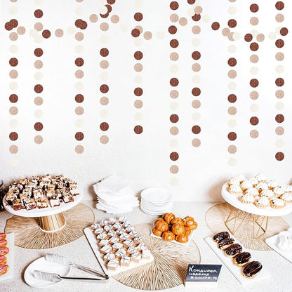 Boho Brown Champagne-Gold Party-Decorations Streamers-Garland - 52ft Fall Rustic Birthday Hanging Paper Banner,Autumn Baby Bridal Showe Neutral Wedding Bachelorette Decor Hugfond