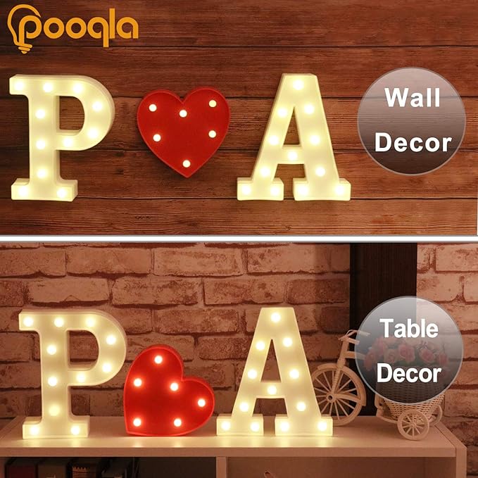 Pooqla LED Marquee Letter Lights Sign, Light Up Alphabet Letter for Home Party Wedding Decoration U