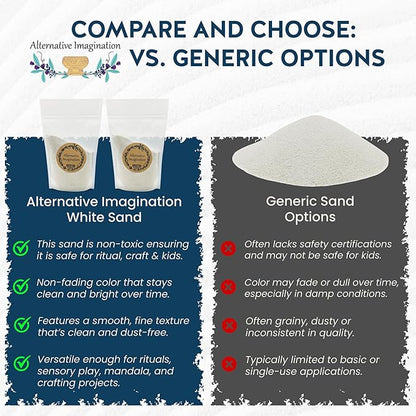 White Sand - Fine Sand for Zen Garden, Resin Incense Burner, Smudge Bowl, Ritual Incense, Cast Iron Cauldron, Unity Ceremony, Sensory Bin Table, Mandalas, Crafts by Alternative Imagination (1 Pound)