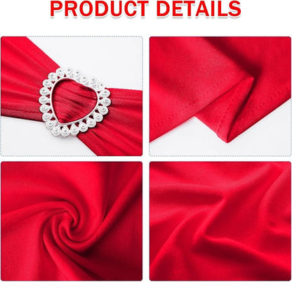 Howhic Pack of 30 Spandex Chair Sashes Bows Stretch Chair Cover Band with Buckle Slider Universal Elastic Chair Ties for Wedding Banquet Party Event Decoration (Ruby)