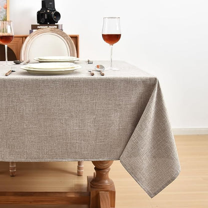Fitable Nature Faux Linen Tablecloths Rectangle 60 x 84 Inch - 6 Pack Neutral Table Clothes for 4 Foot Tables, Wrinkle-Proof Faux Burlap Table Covers for Dining, Farmhouse, Outdoor Picnic, Camping
