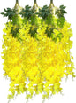 12 Pack Yellow Wisteria Hanging Flowers Garland with Lights, 3.44 Feet Artificial Flower Vines, Fake Wisteria, Artificial Vines Hanging Garland for Backdrop Outdoor Patio Garden Decor