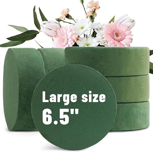 Max Shape 6 Packs Round Floral Foam Blocks，6.5'' Large Dry Floral Foam for Artificial Flowers,Flower Foam Blocks for Wedding Aisle Flowers Party Decoration