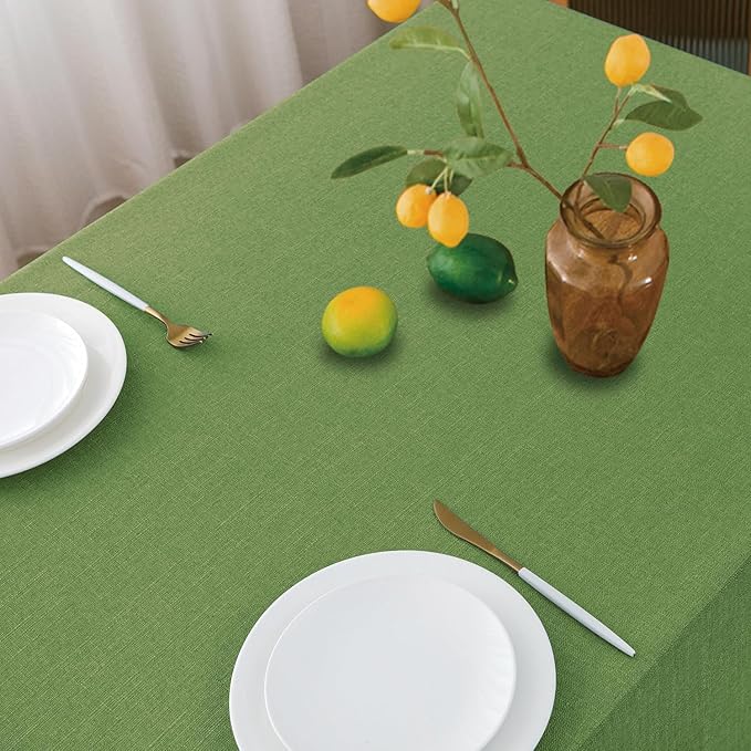 NLMUVW Olive Green Tablecloth Rectangle, Linen Table Cloth Water Resistant Textured Natural Farmhouse Table Cover for Kitchen Dining Coffee, 54 x 78 Inch