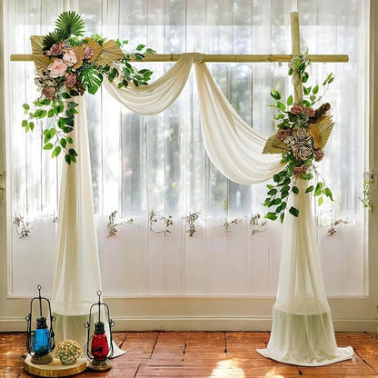 MDS Halloween Chiffon Draping Fabric - 2 Panel, 30" Wide x 50ft Long - Sheer Spooky Arbor & Canopy Drapery for Haunted House Backdrops, Party Ceilings, DIY Costumes & Themed Events - Champagne Gold