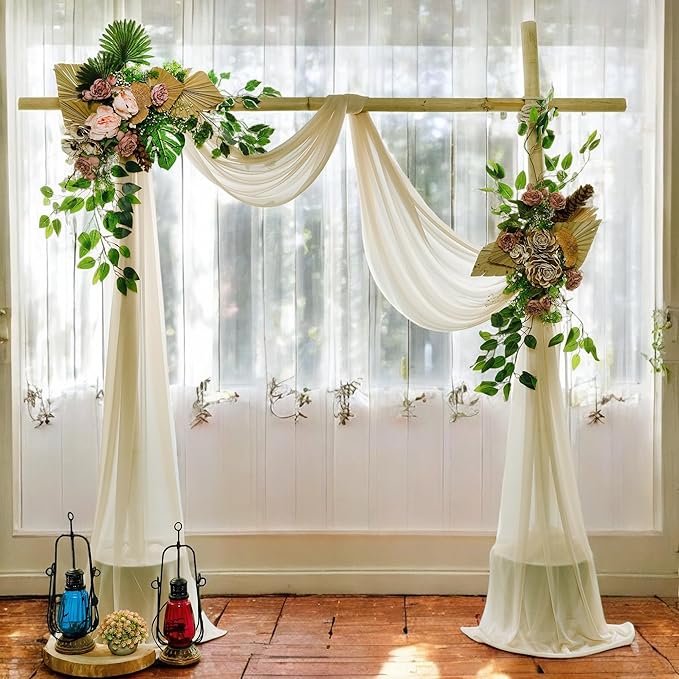 MDS Halloween Chiffon Draping Fabric - 2 Panel, 30" Wide x 100ft Long - Sheer Spooky Arbor & Canopy Drapery for Haunted House Backdrops, Party Ceilings, DIY Costumes & Themed Events - Champagne Gold
