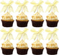 24 PCS Bow Cupcake Toppers Bow Cupcake Picks Bowknot Birthday Party Decorations Bowknot Cake Dessert Picks for Baby Shower Birthday Wedding Bridal Engagement Party Cake Decorations Supplies Yellow