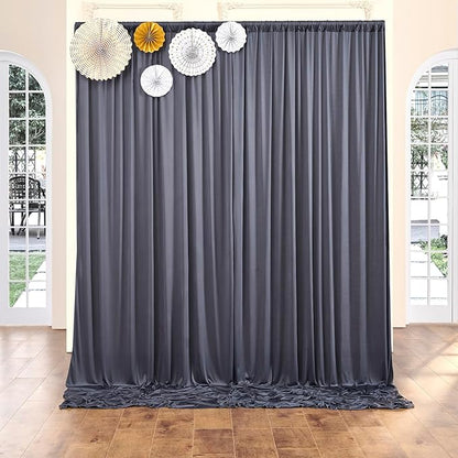 10 ft x 10 ft Wrinkle Free Charcoal Backdrop Curtain for Parties, Dark Grey Polyester Photo Backdrop Drapes for Baby Shower Wedding Engagement Birthday Party Backdrop Stand,5ft x 10ft 2 Panels
