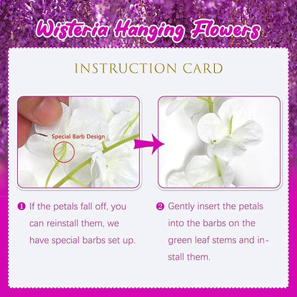 5 Pack Purple Red Wisteria Hanging Flowers, 3.44 Ft Fake Hanging Flowers, Artificial Wisteria Garland Vines for Wedding Room Backdrop Outdoor Patio Garden Decoration